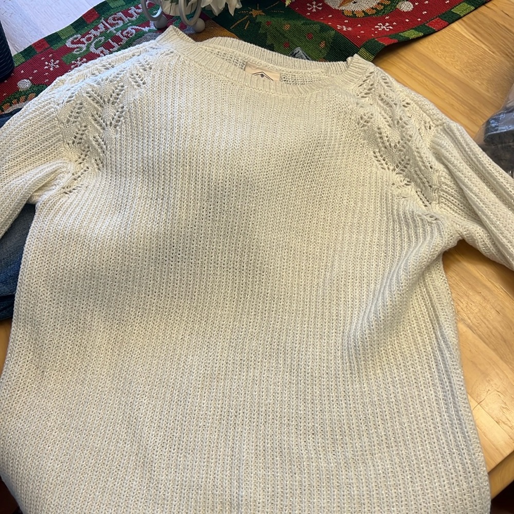 White sparkle long sleeve sweater